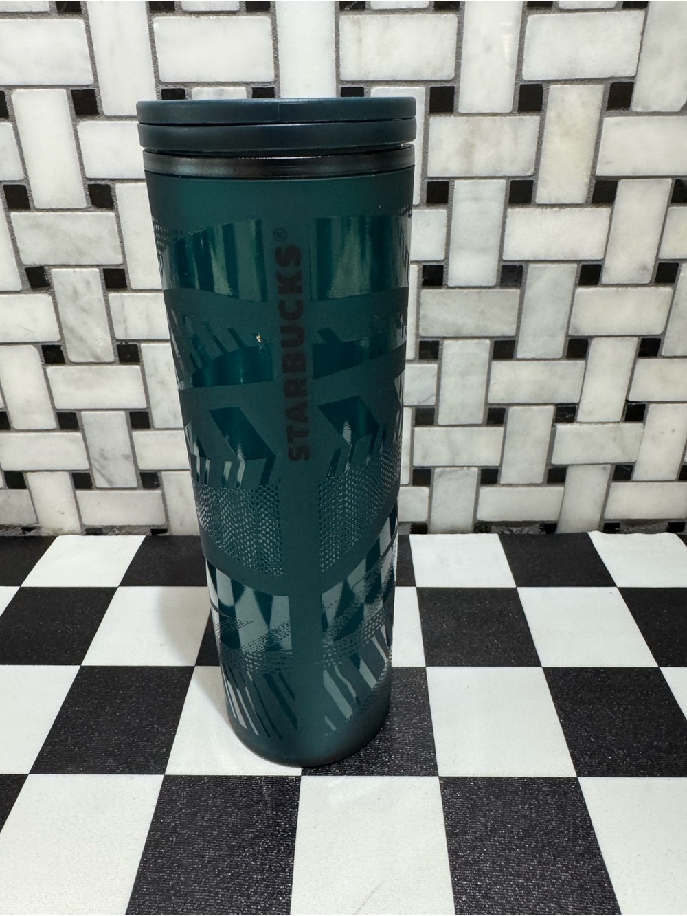 Starbucks Deep Teal Geometric Insulated Tumbler